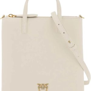 Pinko Z14q_White Silk Antique Gold Women's Mini Shopping Bag Calf Leather Bag, Z14q_white silk antique gold-0