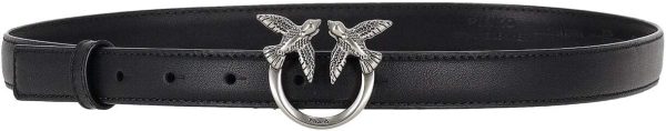 Pinko Love Berry Simply Belt H2 Women's Belt Silver Buckle Black-0