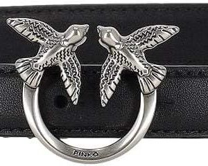 Pinko Love Berry Simply Belt H2 Women's Belt Silver Buckle Black-0
