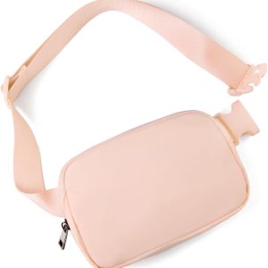 Belt Bag Fanny Pack Crossbody Bags for Women Fashion Waist Packs with Adjustable Strap Gifts for Women Men Teen Girls (Coral Pink)-0