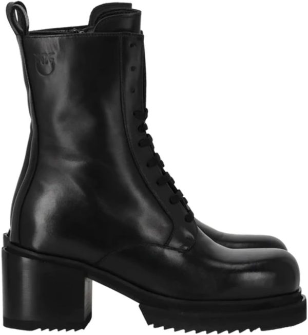 Pinko Women's Hon Amphibian Calf Leather Combat Boots-1