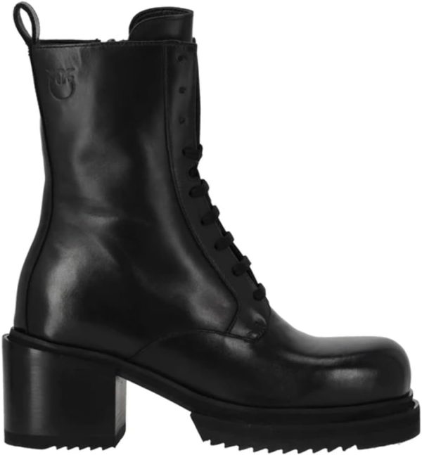 Pinko Women's Hon Amphibian Calf Leather Combat Boots-0