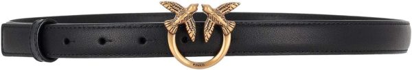 Pinko Love Berry Simply Belt H2 Women's Belt Gold Buckle Black-0