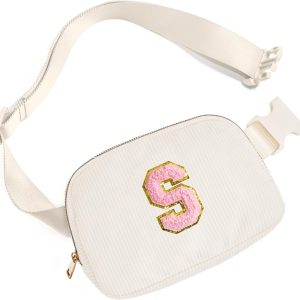 Gitus Gifts for Teen Girls 10-12 12-14 14-16 16-18 Birthday Gifts for Girls Women Sister Teacher Initial Belt Bag Fanny Pack Crossbody Bags for Teen Girl Gifts Trendy Stuff Travel Essentials (Ivory-S)-0