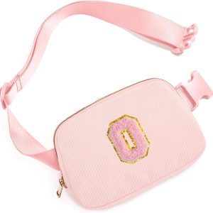 Gitus Gifts for 10 11 12 13 14 15 16 Year Old Girls Christmas Gifts for Teen Girls Sister Her Women Fanny Pack with Initial Letter Patch Belt Bag Crossbody Bag Tween Girls Trendy Stuff (Light Pink-O)-0