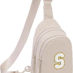 Small Corduroy Sling Bag Initial Crossbody Bag Fanny Pack for Girls Personalized Birthday Gifts for Teen Girls Gifts-0