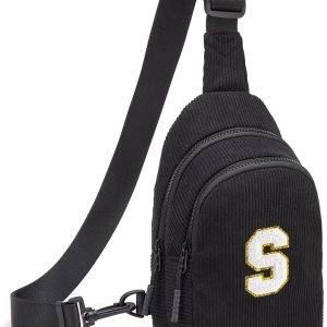 Small Corduroy Sling Bag Initial Crossbody Bag Fanny Pack for Girls Personalized Birthday Gifts for Teen Girls Gifts-0