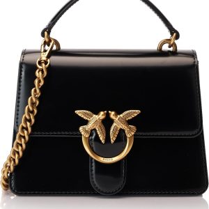 Pinko Women's Love One Top Handle Mini Light Shiny Brushed Leather Bag, 25-0
