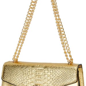 Leather Shoulder Bag Chain Purse for Women - Fashion Crossbody Bags Vintage Snake Print Underarm Bag Square Satchel Handbag-0