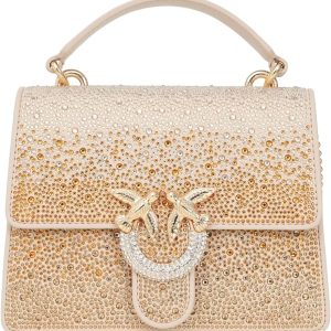 Pinko Women's Mini Love Bag Beige with Rhinestones UNI, gold, Onesize-0