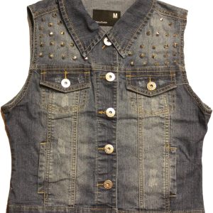 Pinko Denim Women's Studs Med Sand Blast Vest Denim M Indigo-0